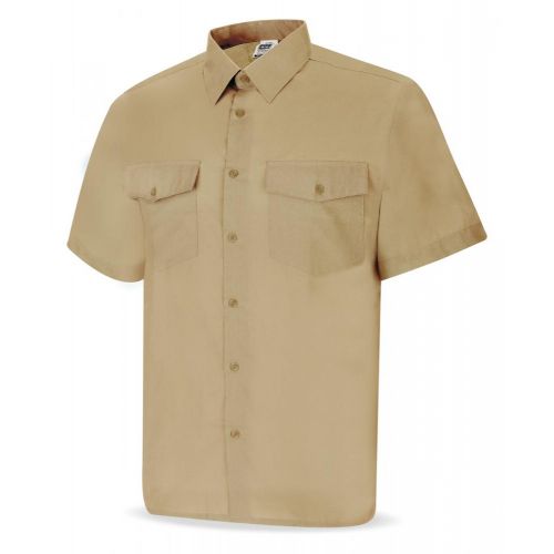 388CMCBE Camisa beige poliéster/algodón 95 gr. Marga corta