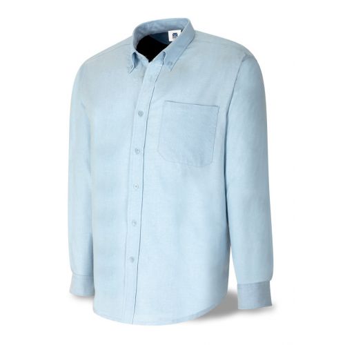 388COMLAC Camisa azul celeste tejido Oxford 100% algodón. Marga larga