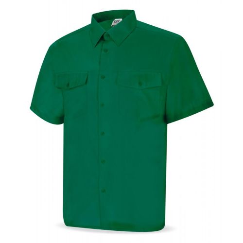388CMCV Camisa verde poliéster/algodón 95 gr. Marga corta