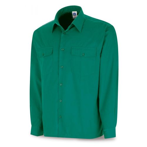 388CMLV Camisa verde poliéster/algodón 95 gr. Marga larga