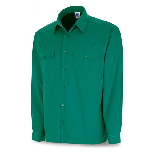 388CMLV Camisa verde poliéster/algodón 95 gr. Marga larga