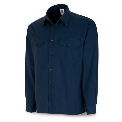 388CZMLAM Camisa azul marino algodón 125 gr. Marga larga