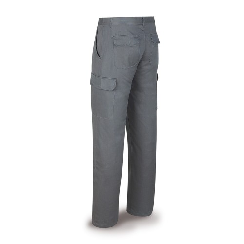 388PG Pantalón gris poliéster/algodón 200 g. Multibolsillos.