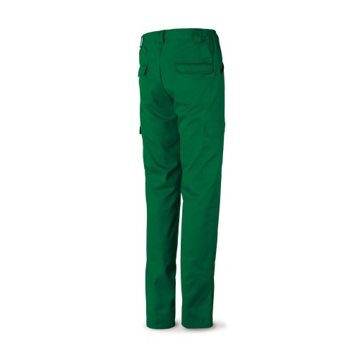 388PV Pantalón verde poliéster/algodón 200 g. Multibolsillos.