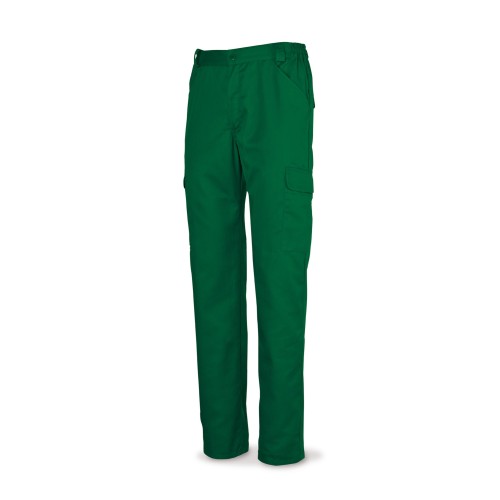 388PV Pantalón verde poliéster/algodón 200 g. Multibolsillos.