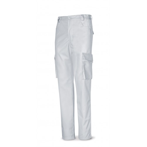 488PTTOPBL Pantalón blanco poliester/algodón de 245 g. Multibolsillo