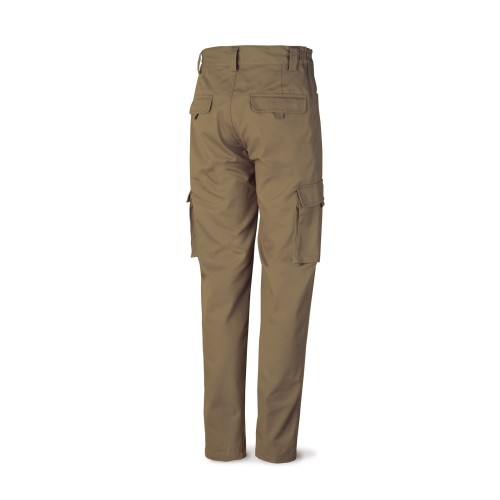 488PTTOPBE Pantalón beige poliester/algodón de 245 g. Multibolsillo