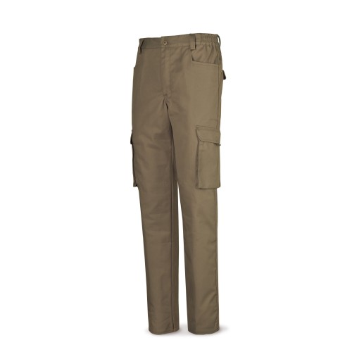 488PTTOPBE Pantalón beige poliester/algodón de 245 g. Multibolsillo