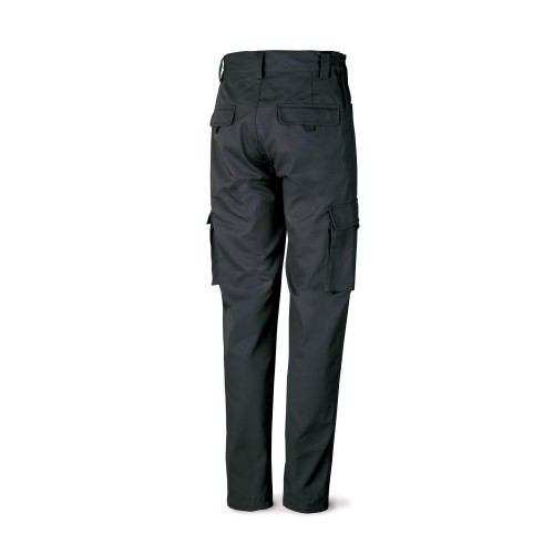 488PTTOPNE Pantalón negro poliester/algodón de 245 g. Multibolsillo