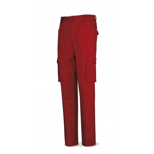 488PTTOPR Pantalón rojo poliester/algodón de 245 g. Multibolsillo