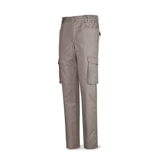 488PTOPG Pantalón gris algodón de 245 g. Multibolsillo