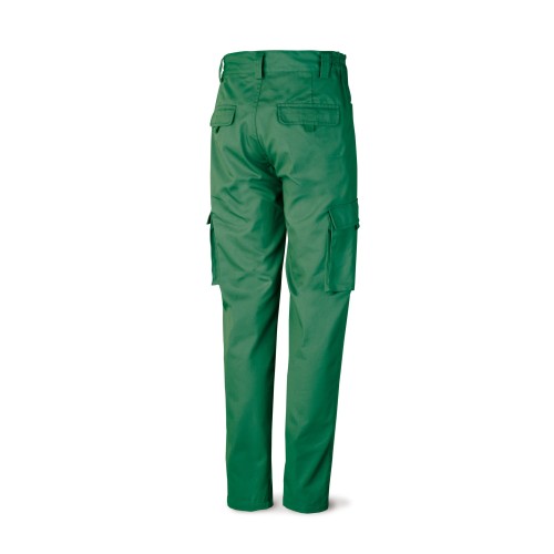 488PTTOPV Pantalón verde poliester/algodón de 245 g. Multibolsillo