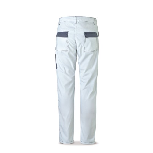 588PCBG Pantalón CANVAS blanco/gris poliéster/algodón 245 g. Multibolsillos