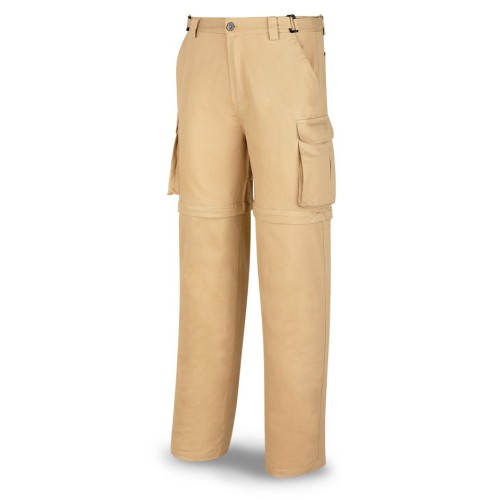 588PDBE Pantalón DESMONTABLE beige algodón 200 gr. Multibolsillos