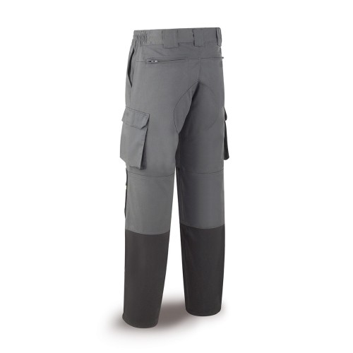 588PTGNE Pantalón FIRST LINE gris/negro poliéster/algodón 245 gr. Multibolsillos