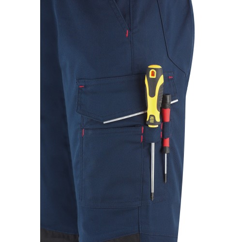 588PSSAM Pantalón STRETCH azul marino poliéster/algodón 245 gr. Multibolsillo