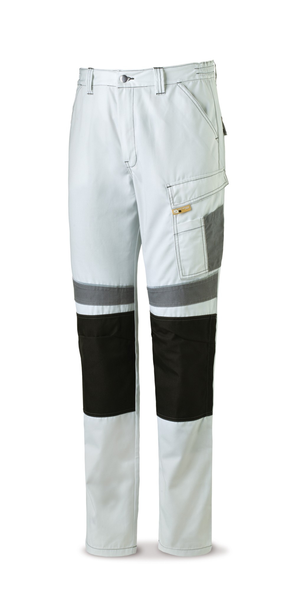 588PCBG Pantalón CANVAS blanco/gris poliéster/algodón 245 g. Multibolsillos