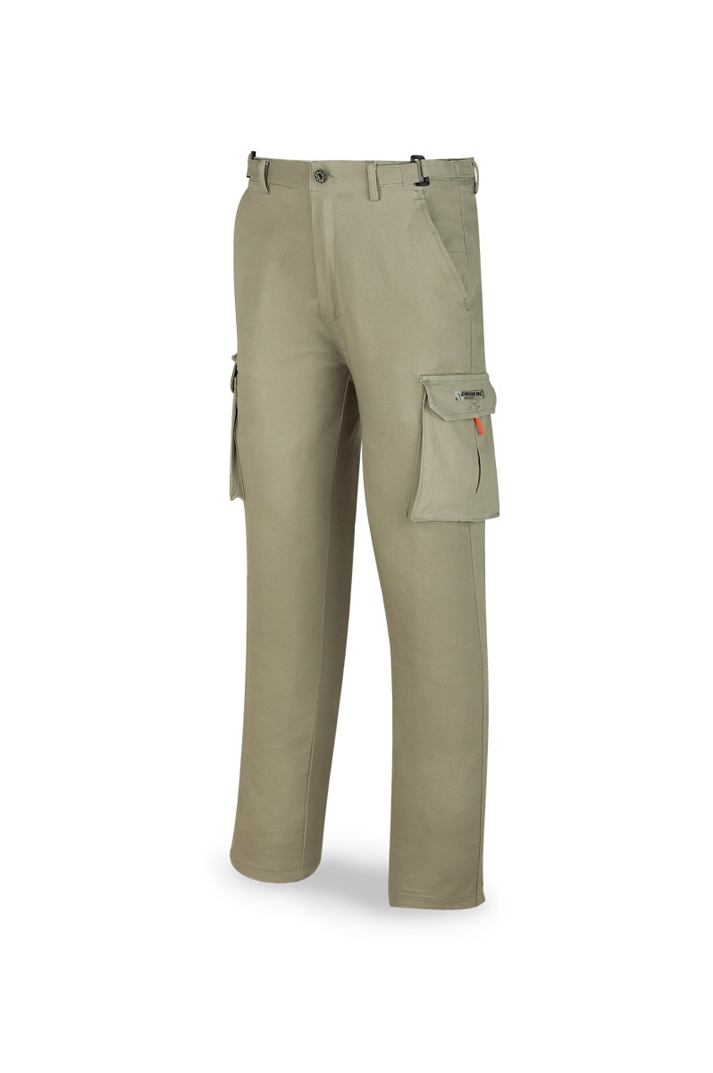 588PELASTK Pantalón ELÁSTICO, algodón y elastano. Color Caqui.