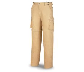 588PDBE Pantalón DESMONTABLE beige algodón 200 gr. Multibolsillos