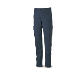 588PELASRAM Pantalón STRETCH azul marino en algodón 260 gr. Multibolsillos