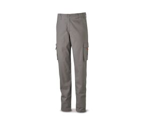 588PELASRG Pantalón STRETCH gris en algodón 260 gr. Multibolsillos