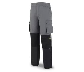 588PTGNE Pantalón FIRST LINE gris/negro poliéster/algodón 245 gr. Multibolsillos