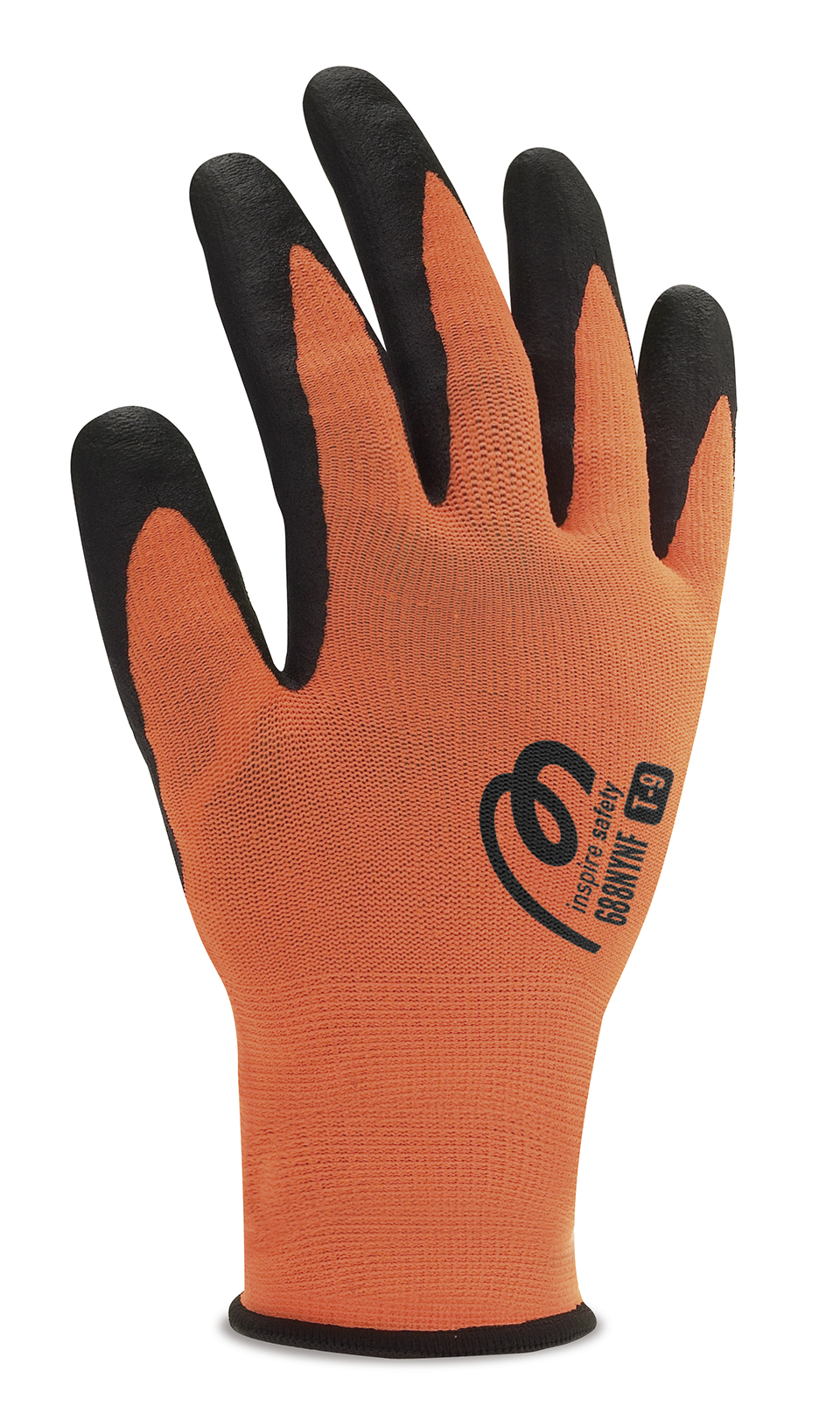 688NYNFN Guante de poliamida y licra naranja recubierto de espuma de nitrilo