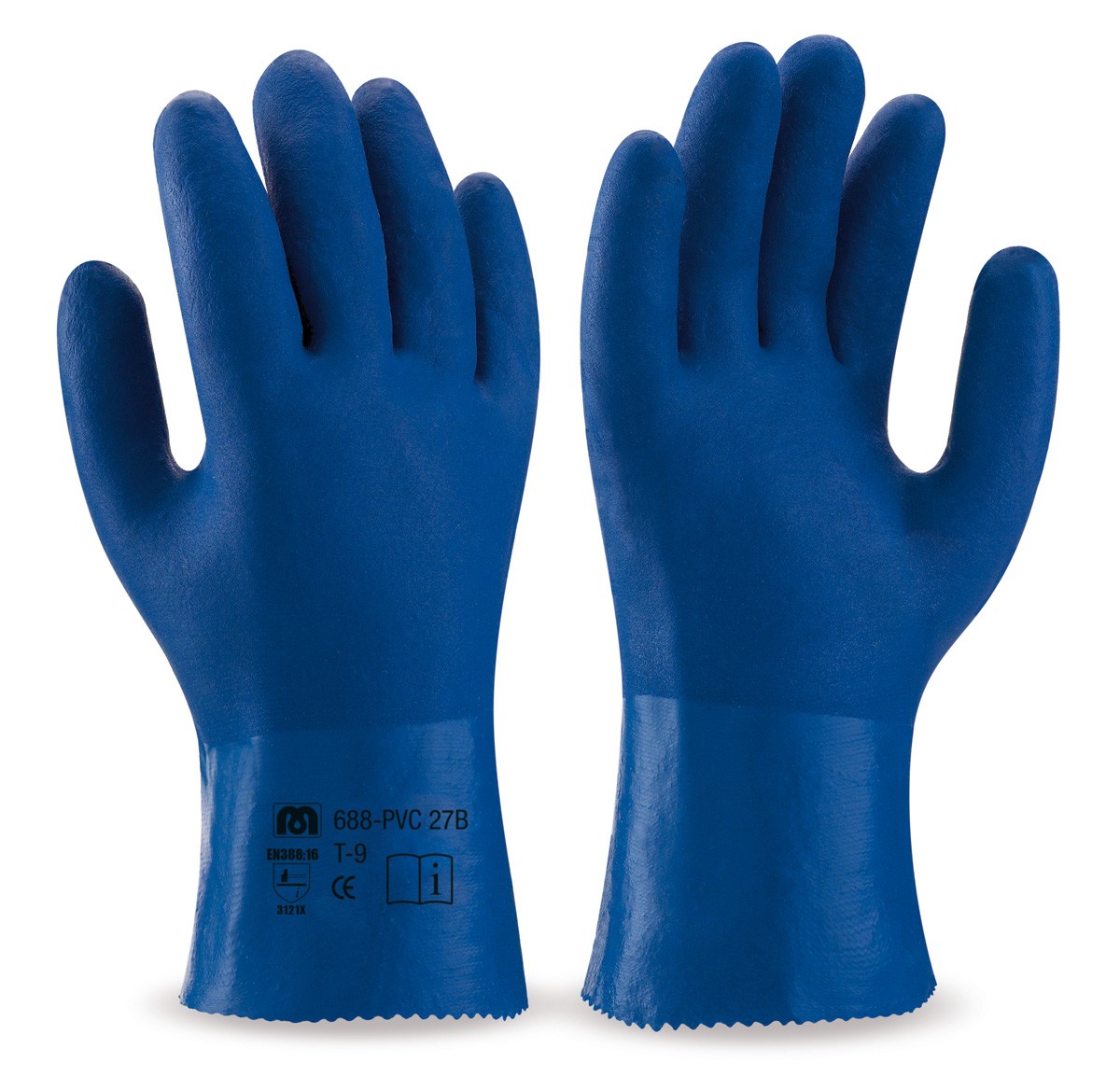 Guante pvc azul estanco, rugoso