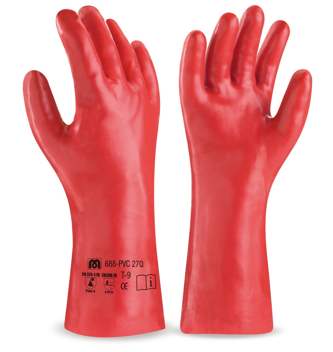 Guante pvc rojo 27 cms.