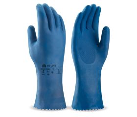 688LDANA Guante tipo doméstico de látex azul para riesgos químicos y microorganismos.