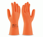 688LDNNN Guante tipo industrial de látex naranja para riesgos mecánicos, químicos y microorganismos.