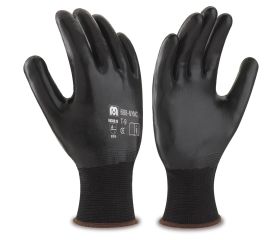 688NYNCNE Guante de poliéster negro con recubrimiento de nitrilo negro.