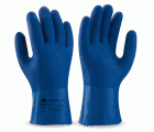 688PVC27BA Guante de PVC estanco de 27 cm. azul de doble capa rugosa.