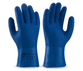 688PVC27BA Guante de PVC estanco de 27 cm. en color azul de doble capa rugosa.