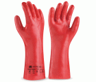 688PVC35QR Guante largo de PVC estanco de 35 cm. rojo para riesgos mecánicos, químicos y microorganismos.