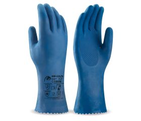 688LDANA Guante tipo doméstico de látex azul para riesgos químicos y microorganismos.