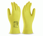 688LDY Guante tipo doméstico de látex amarillo para riesgos mecánicos superficiales.