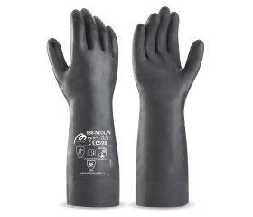688NEOLNNE Guante largo de neopreno negro para riesgos mecánicos, químicos y microorganismos.
