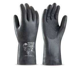 688NEONNE Guante de neopreno negro para riesgos mecánicos, químicos y microorganismos.