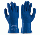 688PVC27BA Guante de PVC estanco de 27 cm. azul de doble capa rugosa.