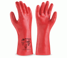 688PVC27QR Guante de PVC estanco de 27 cm. rojo para riesgos mecánicos, químicos y microorganismos.