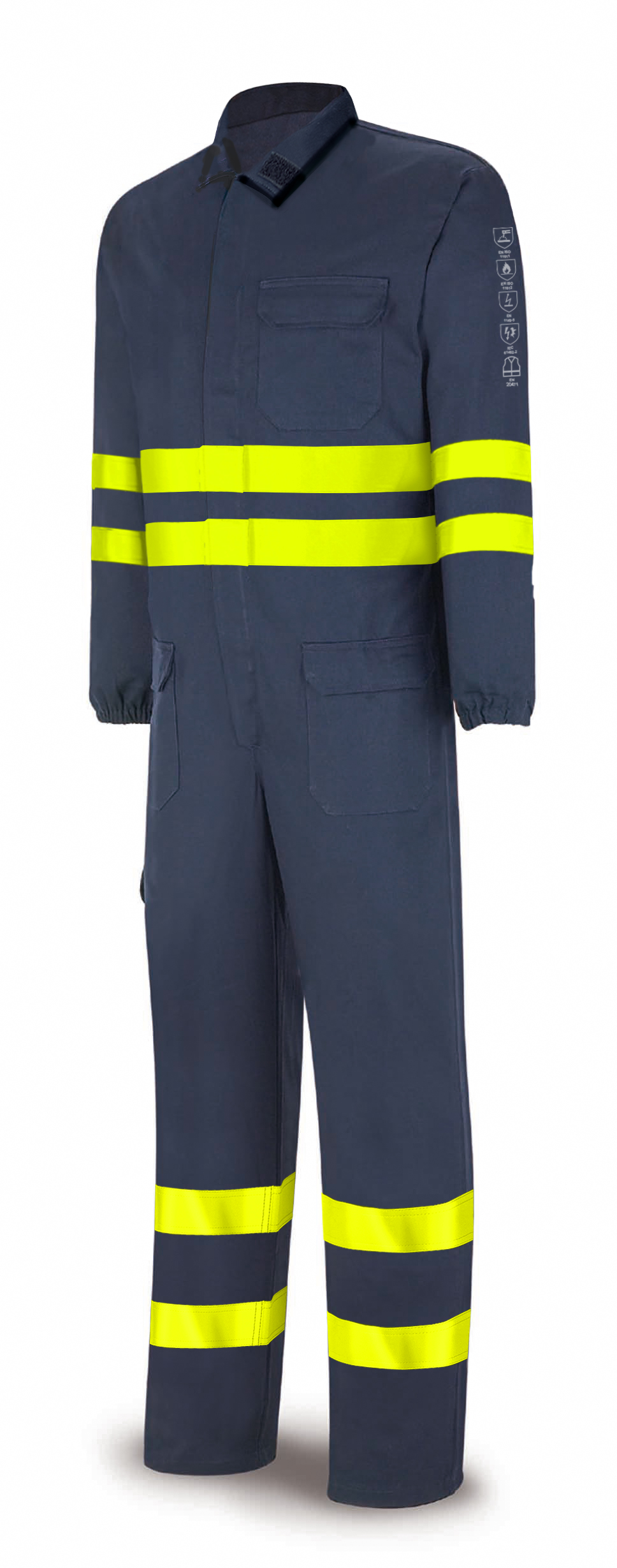 988BIAVAM Buzo IGNÍFUGO y ANTIESTÁTICO multinorma con cintas reflectantes. Algodón 260 gr.