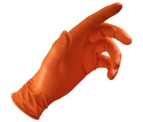 N393052N Guante de nitrilo naranja textura de diamante.