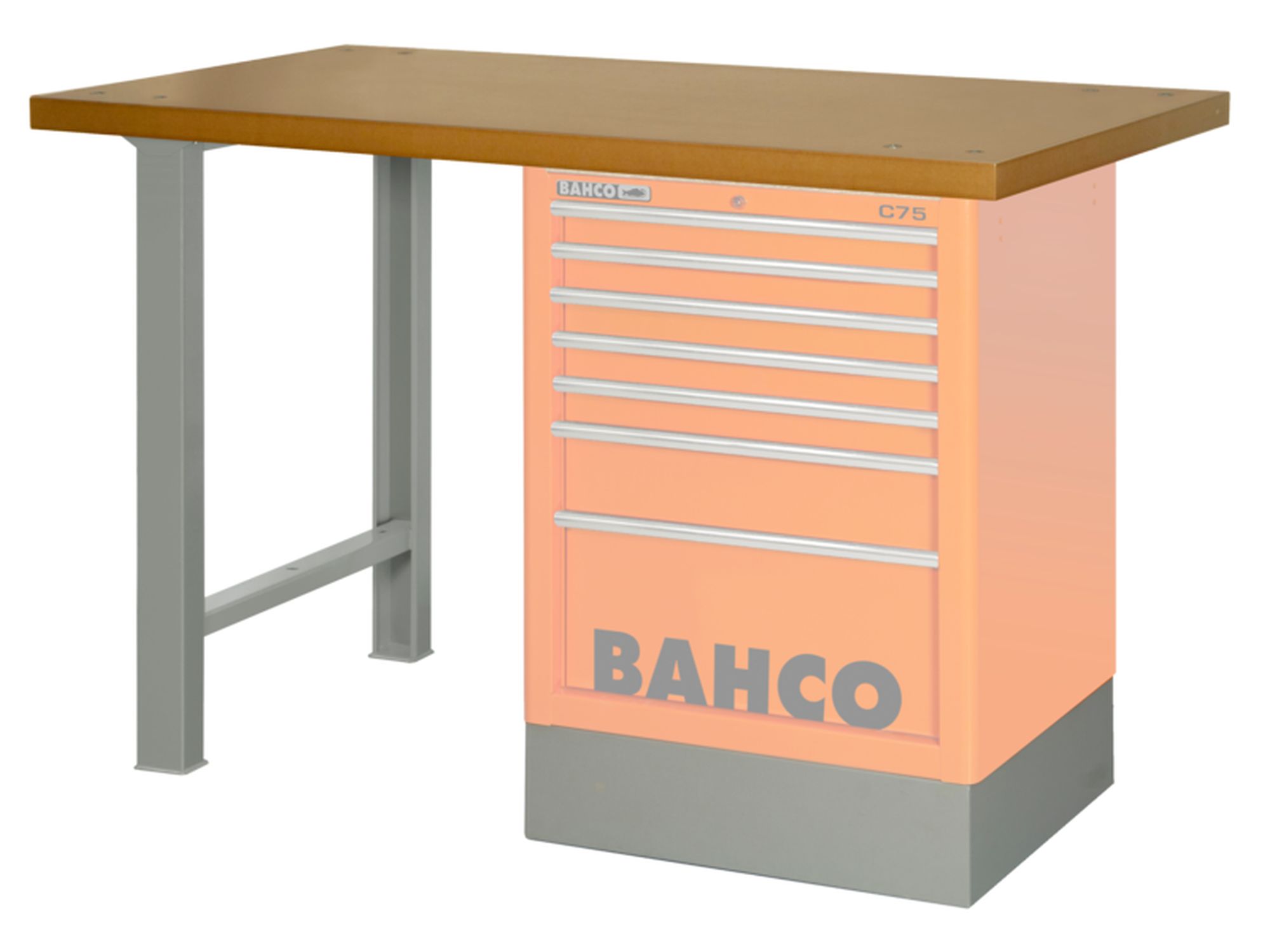 Kit de encimera de DM para industria pesada para convertir los carros de la serie 1475K en bancos de trabajo de 1500 mm x 750 mm x 1030 mm