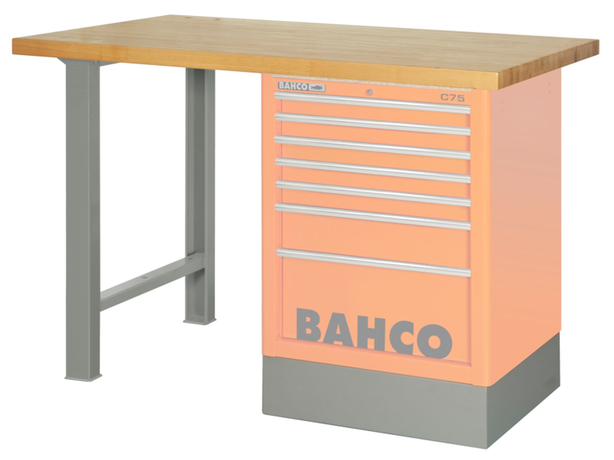 Kit de encimera de madera para industria pesada para convertir los carros de la serie 1475K en bancos de trabajo de 1800 mm x 750 mm x 1030 mm