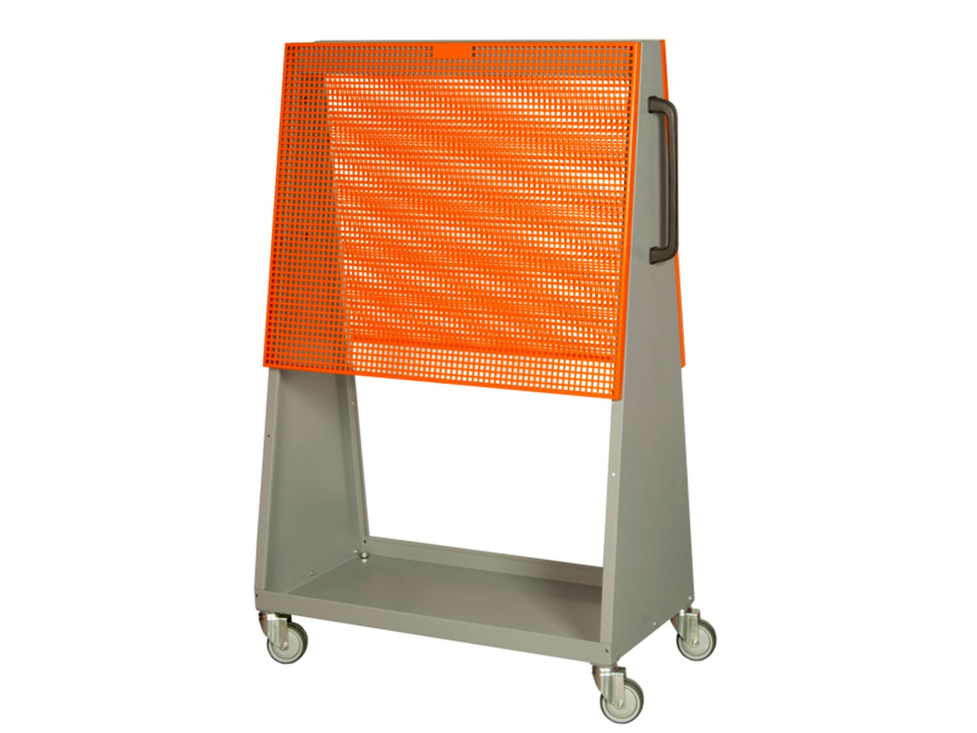 Panel de herramientas con forma de pirámide de industria pesada con ruedas en color gris de 1000 mm x 450 mm x 1500 mm