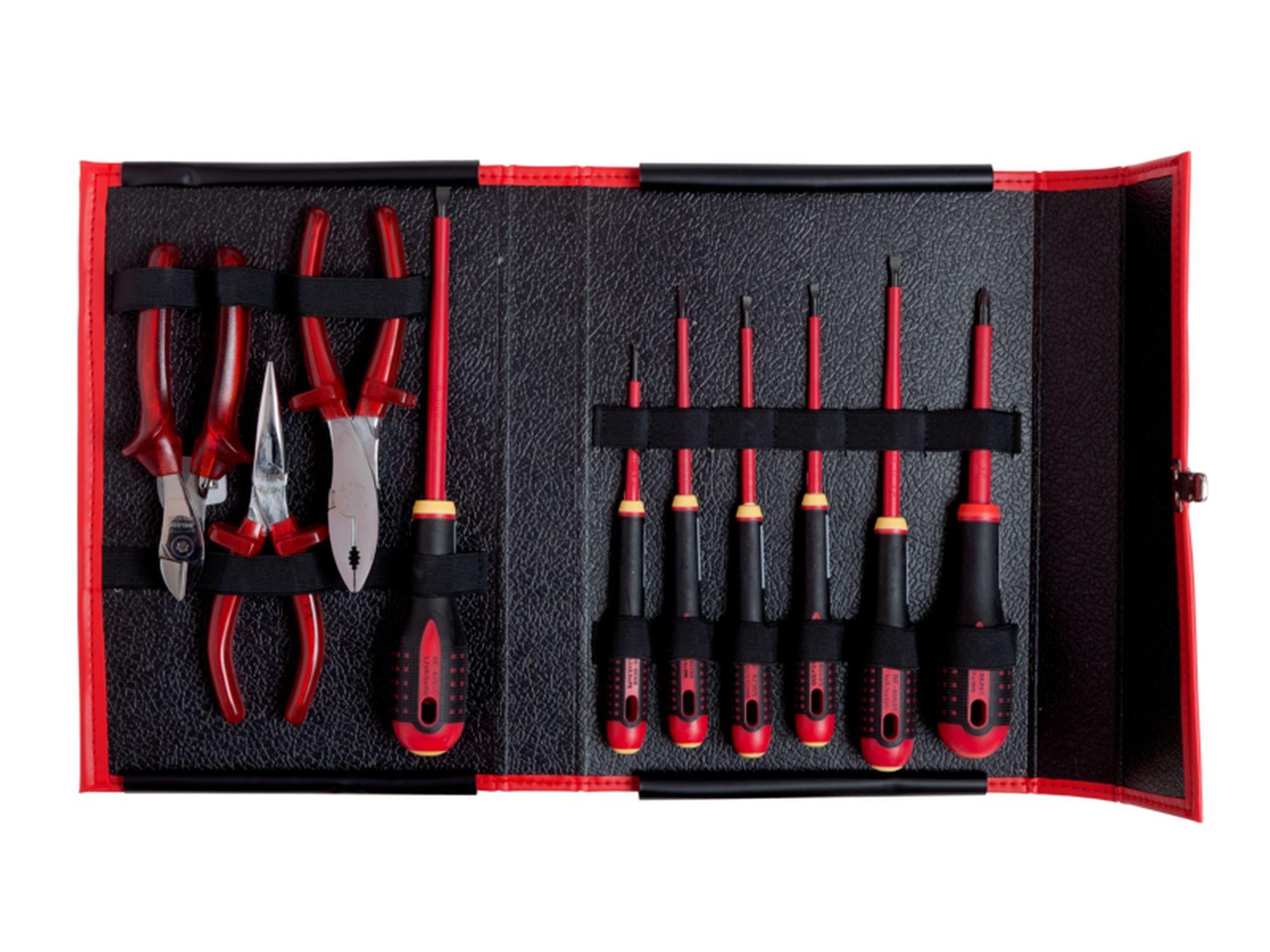 Composición de herramientas aisladas para electricistas en estuche plegable: 10 piezas