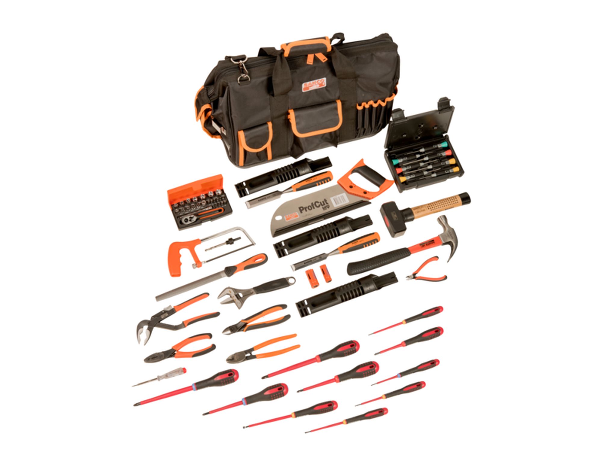 Composición de herramientas para mantenimiento en una bolsa con cierre: 61 piezas