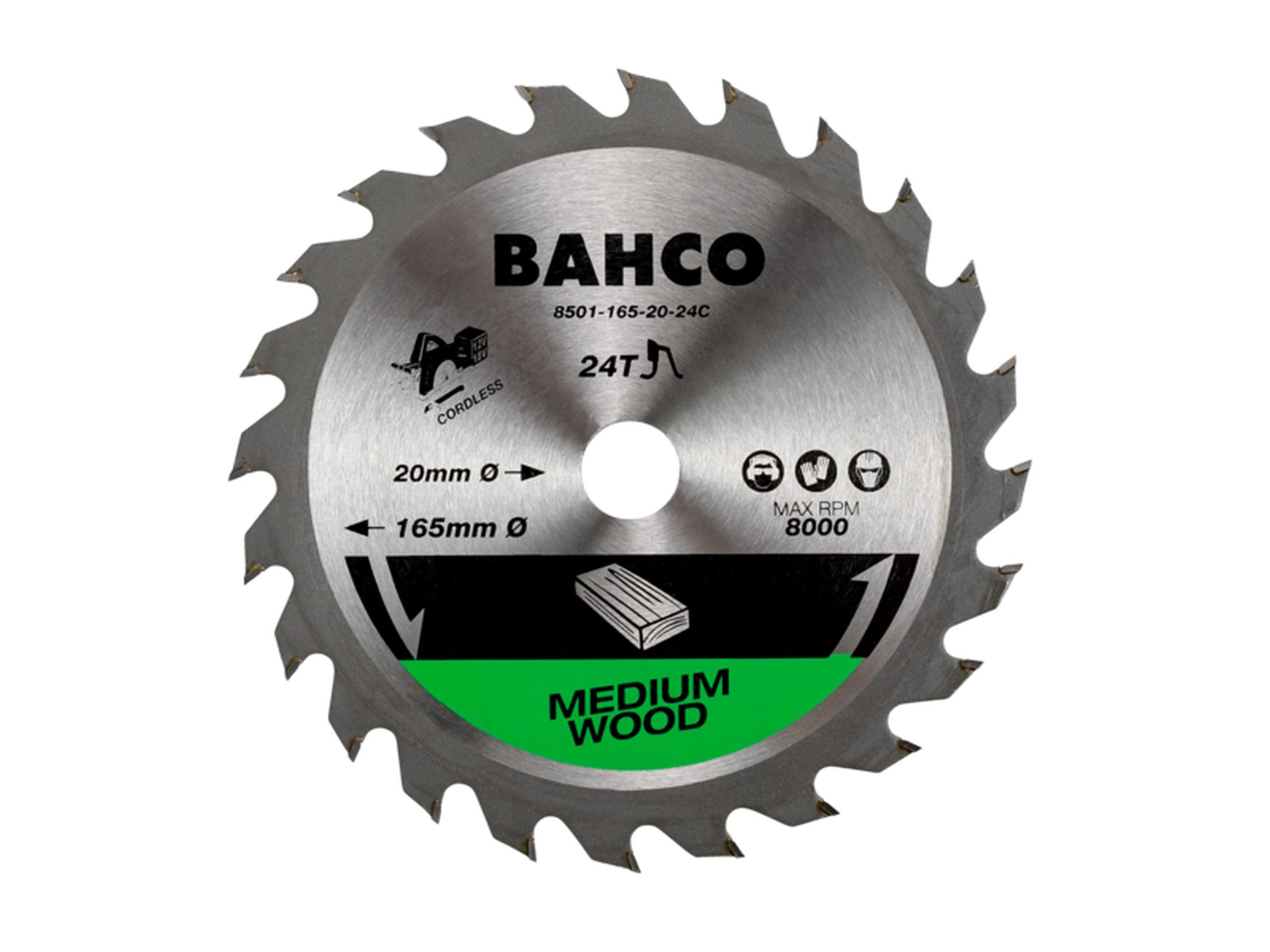 Hoja de sierra circular con 24 dientes para sierras inalámbricas en madera de 184 mm x 20 mm