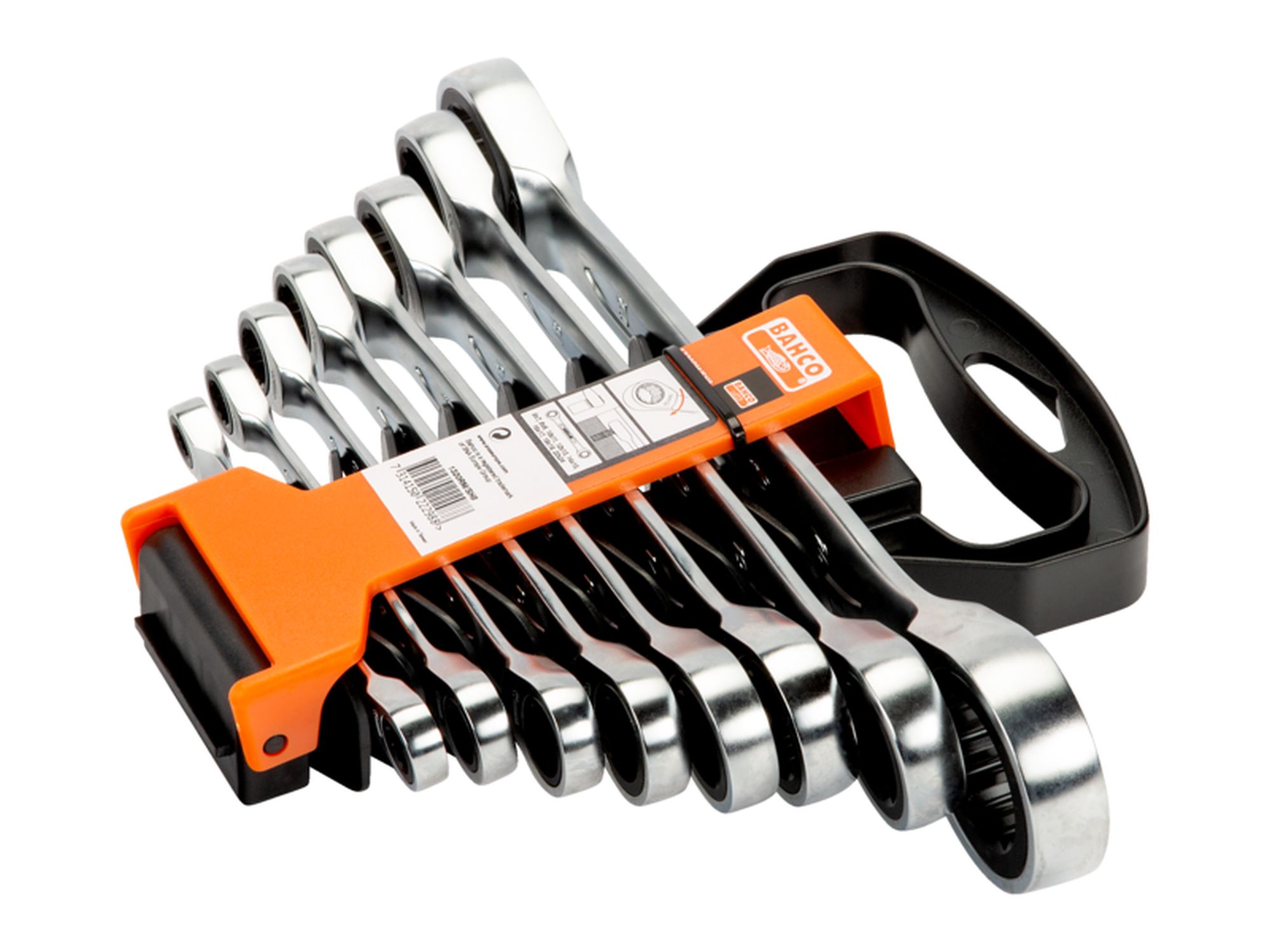 Juego de llaves dobles de estrella planas a carraca (8 piezas/colgador de plástico)